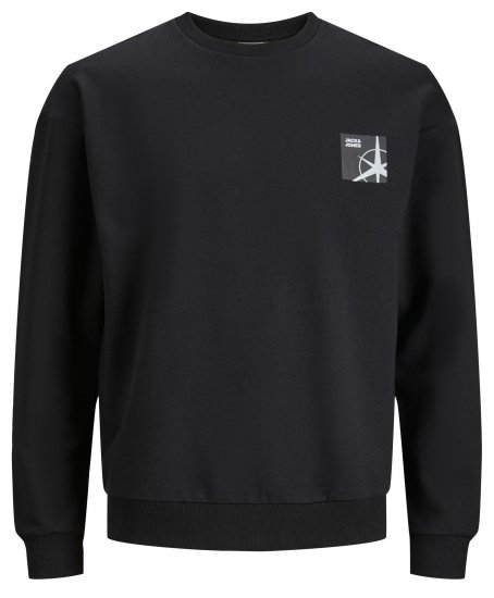 Jack & Jones JCOFILO Crew Neck Sweater with Back Print Black - Puloveri & dukserice - Muške Puloveri & dukserice veliki brojevi