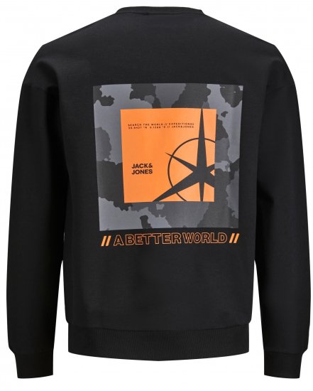 Jack & Jones JCOFILO Crew Neck Sweater with Back Print Black - Puloveri & dukserice - Muške Puloveri & dukserice veliki brojevi