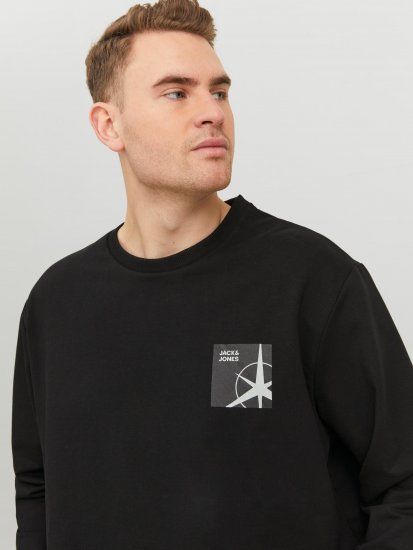 Jack & Jones JCOFILO Crew Neck Sweater with Back Print Black - Puloveri & dukserice - Muške Puloveri & dukserice veliki brojevi