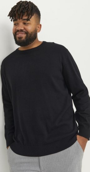 Jack & Jones BASIC Knitted Sweater Black - Puloveri & dukserice - Muške Puloveri & dukserice veliki brojevi