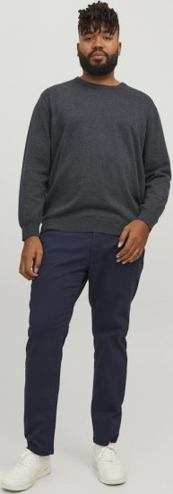 Jack & Jones BASIC Knitted Sweater Dark Grey Melange - Puloveri & dukserice - Muške Puloveri & dukserice veliki brojevi