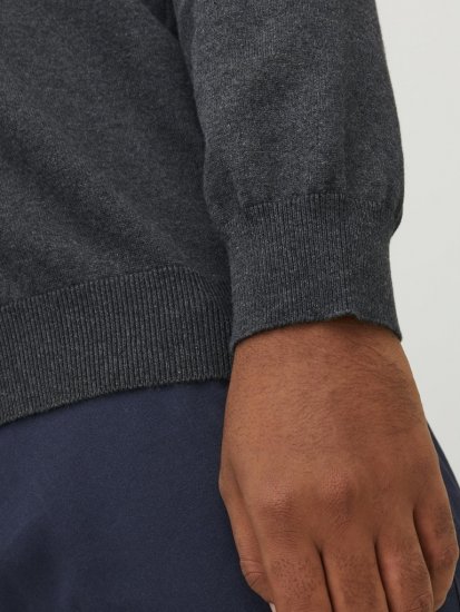 Jack & Jones BASIC Knitted Sweater Dark Grey Melange - Puloveri & dukserice - Muške Puloveri & dukserice veliki brojevi