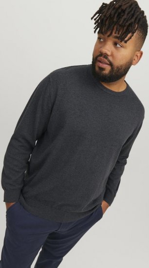 Jack & Jones BASIC Knitted Sweater Dark Grey Melange - Puloveri & dukserice - Muške Puloveri & dukserice veliki brojevi