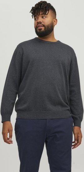Jack & Jones BASIC Knitted Sweater Dark Grey Melange - Puloveri & dukserice - Muške Puloveri & dukserice veliki brojevi