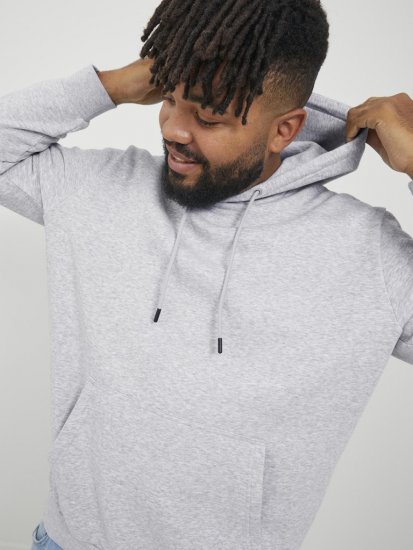 Jack & Jones BRADLEY Hoodie Light Grey Melange - Puloveri & dukserice - Muške Puloveri & dukserice veliki brojevi