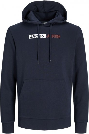 Jack & Jones CORP LOGO PLAY 5 Print Hoodie Navy Blazer - Puloveri & dukserice - Muške Puloveri & dukserice veliki brojevi