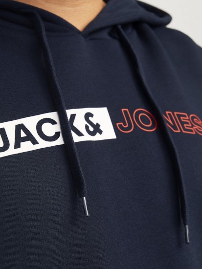 Jack & Jones CORP LOGO PLAY 5 Print Hoodie Navy Blazer - Puloveri & dukserice - Muške Puloveri & dukserice veliki brojevi