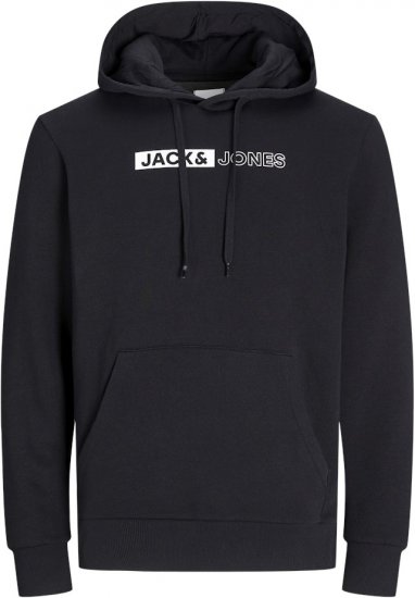 Jack & Jones CORP LOGO PLAY 5 Print Hoodie Black - Puloveri & dukserice - Muške Puloveri & dukserice veliki brojevi