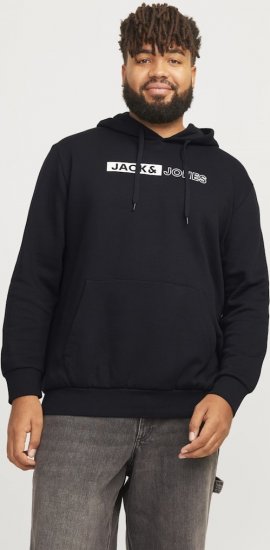 Jack & Jones CORP LOGO PLAY 5 Print Hoodie Black - Puloveri & dukserice - Muške Puloveri & dukserice veliki brojevi