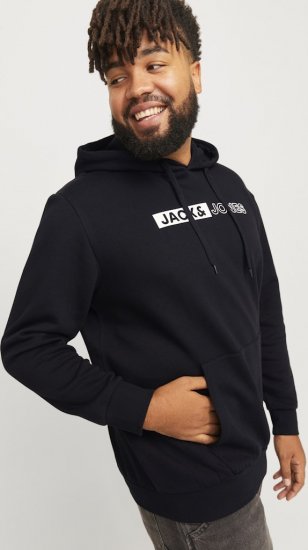Jack & Jones CORP LOGO PLAY 5 Print Hoodie Black - Puloveri & dukserice - Muške Puloveri & dukserice veliki brojevi