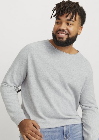 Jack & Jones HILL Knitted Sweater Light Grey Melange - Puloveri & dukserice - Muške Puloveri & dukserice veliki brojevi