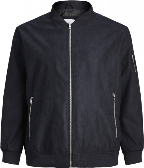 Jack & Jones ROCKY Faux Suede Bomber Jacket Jet Black - Jakne - Muške Jakne Veliki Brojevi