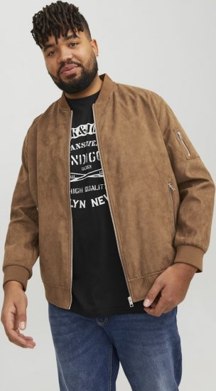 Jack & Jones ROCKY Faux Suede Bomber Jacket Brown - Jakne - Muške Jakne Veliki Brojevi