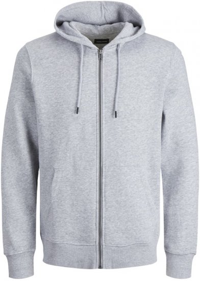 Jack & Jones BRADLEY Zip Hoodie Light Grey Melange - Puloveri & dukserice - Muške Puloveri & dukserice veliki brojevi