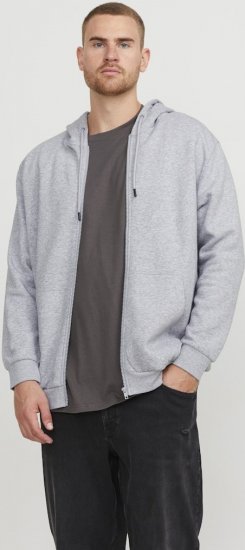 Jack & Jones BRADLEY Zip Hoodie Light Grey Melange - Puloveri & dukserice - Muške Puloveri & dukserice veliki brojevi