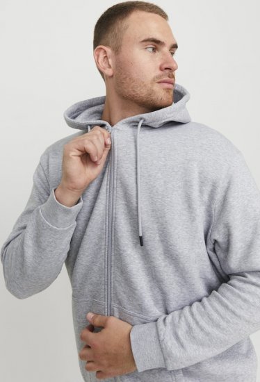 Jack & Jones BRADLEY Zip Hoodie Light Grey Melange - Puloveri & dukserice - Muške Puloveri & dukserice veliki brojevi