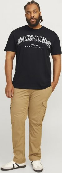 Jack & Jones CALEB VARSITY O-Neck T-Shirt Black - Majice Kratkih Rukava - Muške Majice Kratkih Rukava Veliki Brojevi 