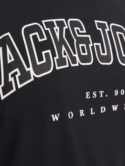 Jack & Jones CALEB VARSITY O-Neck T-Shirt Black - Majice Kratkih Rukava - Muške Majice Kratkih Rukava Veliki Brojevi 