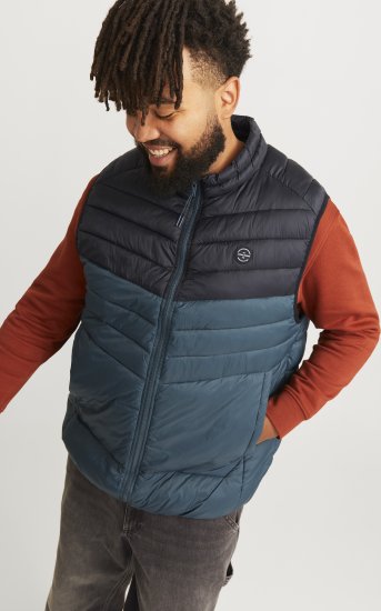 Jack & Jones SPRINT Black Blocking BODYWARMER With Collar Dark Turquoise - Jakne - Muške Jakne Veliki Brojevi