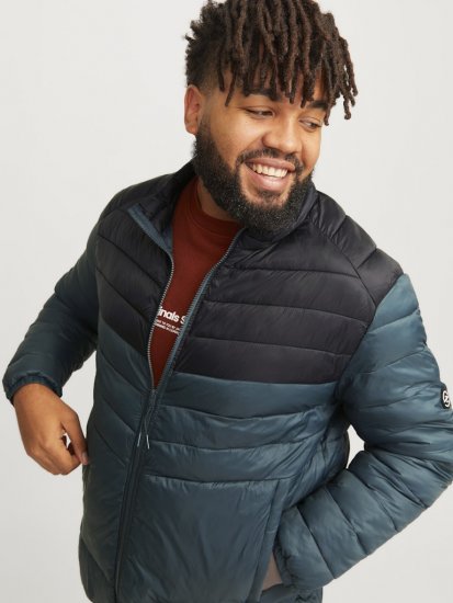 Jack & Jones SPRINT Black Blocking Quilted Collar Jacket Teal - Jakne - Muške Jakne Veliki Brojevi
