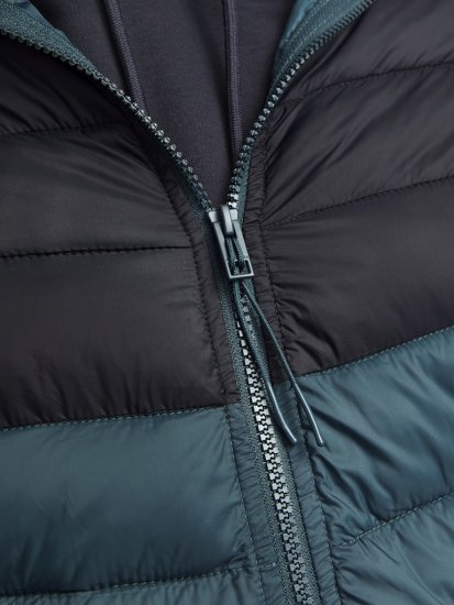 Jack & Jones SPRINT Black Blocking Quilted Hooded Jacket Turquoise Blue - Jakne - Muške Jakne Veliki Brojevi