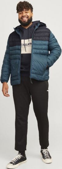 Jack & Jones SPRINT Black Blocking Quilted Hooded Jacket Turquoise Blue - Jakne - Muške Jakne Veliki Brojevi