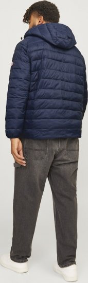 Jack & Jones SPRINT Red Stitches Quilted Hooded Jacket Navy Blazer - Jakne - Muške Jakne Veliki Brojevi