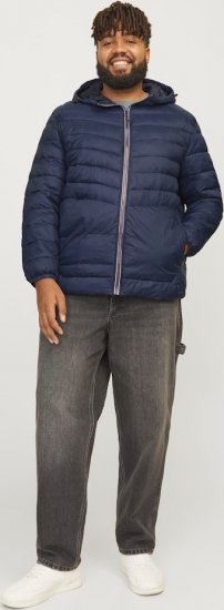 Jack & Jones SPRINT Red Stitches Quilted Hooded Jacket Navy Blazer - Jakne - Muške Jakne Veliki Brojevi