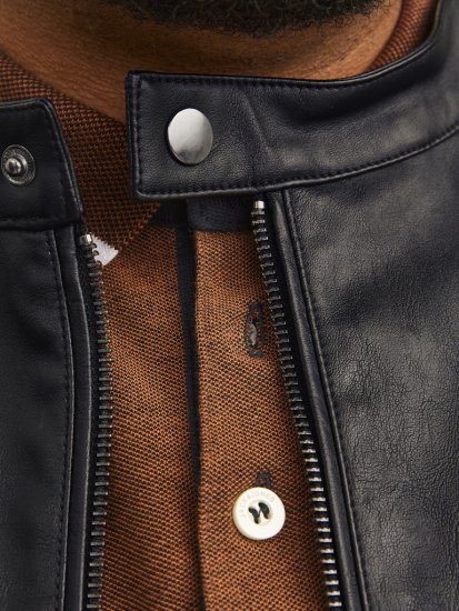 Jack & Jones DYLAN Clean PU Jacket Black - Jakne - Muške Jakne Veliki Brojevi