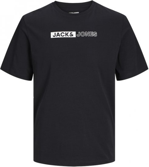 Jack & Jones CORP Logo Play 5 T-Shirt Black - Majice Kratkih Rukava - Muške Majice Kratkih Rukava Veliki Brojevi 