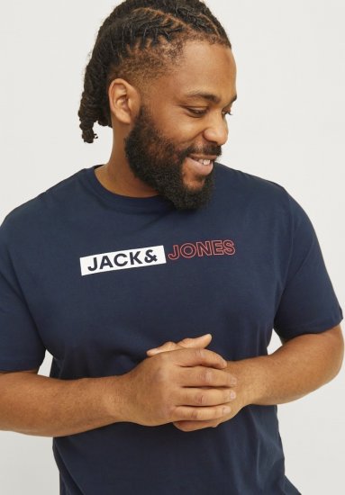 Jack & Jones CORP Logo Play 5 T-Shirt Navy Blazer - Majice Kratkih Rukava - Muške Majice Kratkih Rukava Veliki Brojevi 