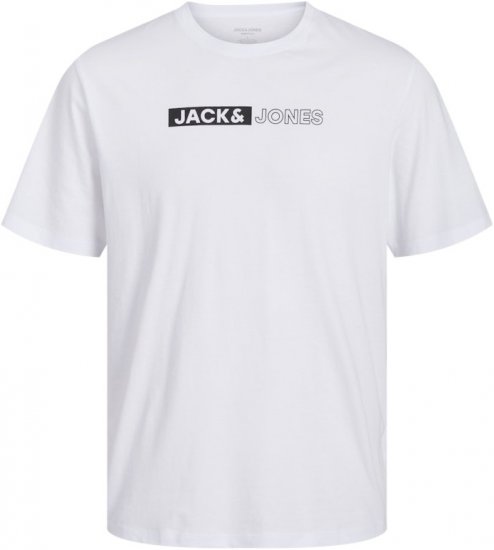 Jack & Jones CORP Logo Play 5 T-Shirt White - Majice Kratkih Rukava - Muške Majice Kratkih Rukava Veliki Brojevi 