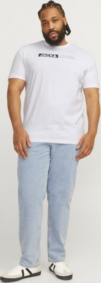 Jack & Jones CORP Logo Play 5 T-Shirt White - Majice Kratkih Rukava - Muške Majice Kratkih Rukava Veliki Brojevi 