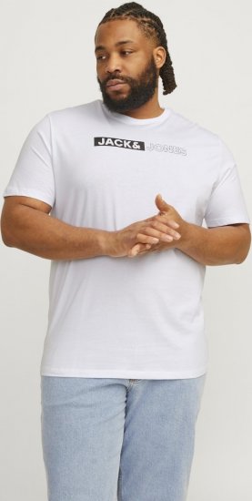 Jack & Jones CORP Logo Play 5 T-Shirt White - Majice Kratkih Rukava - Muške Majice Kratkih Rukava Veliki Brojevi 