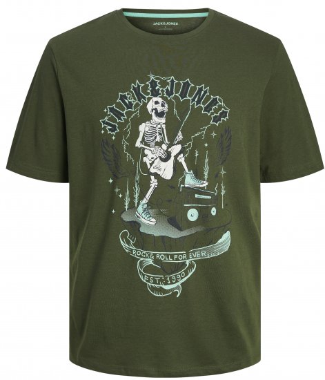 Jack & Jones JJSKULL ROCK T-Shirt Kombu Green - Majice Kratkih Rukava - Muške Majice Kratkih Rukava Veliki Brojevi 