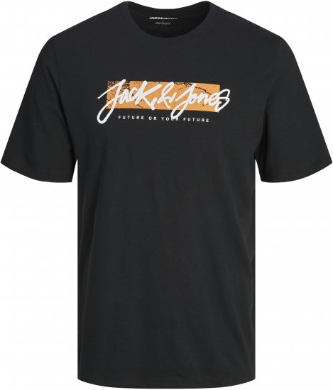 Jack & Jones TILEY T-Shirt Black - Majice Kratkih Rukava - Muške Majice Kratkih Rukava Veliki Brojevi 