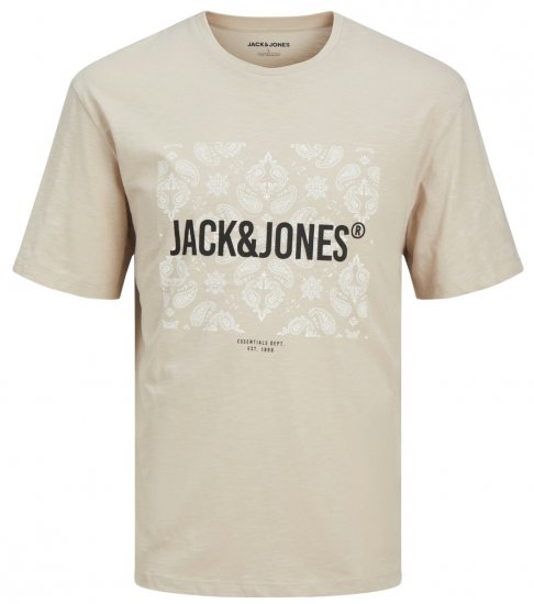 Jack & Jones JJPAISLEY T-Shirt Moonbeam - Majice Kratkih Rukava - Muške Majice Kratkih Rukava Veliki Brojevi 