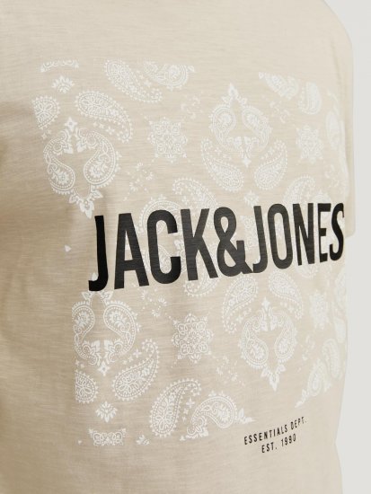 Jack & Jones JJPAISLEY T-Shirt Moonbeam - Majice Kratkih Rukava - Muške Majice Kratkih Rukava Veliki Brojevi 