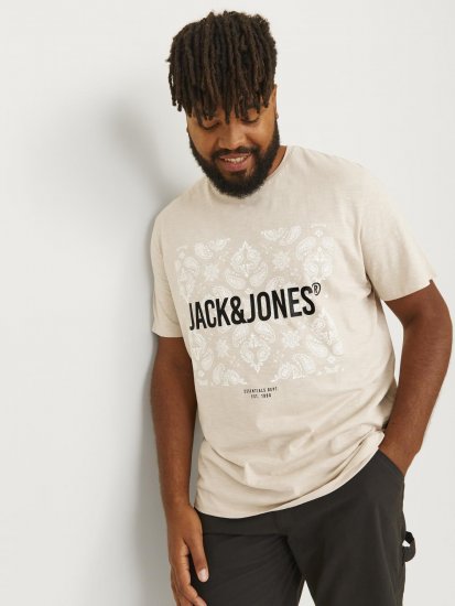 Jack & Jones JJPAISLEY T-Shirt Moonbeam - Majice Kratkih Rukava - Muške Majice Kratkih Rukava Veliki Brojevi 
