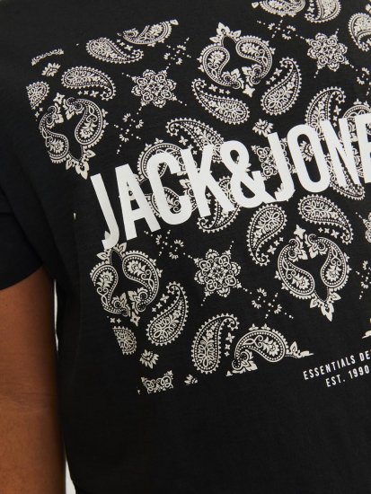 Jack & Jones JJPAISLEY T-Shirt Black - Majice Kratkih Rukava - Muške Majice Kratkih Rukava Veliki Brojevi 