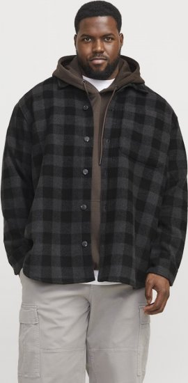 Jack & Jones ZAC BRUSHED Long Sleeve OVERSHIRT Grey - Košulje - Muške Košulje Veliki Brojevi
