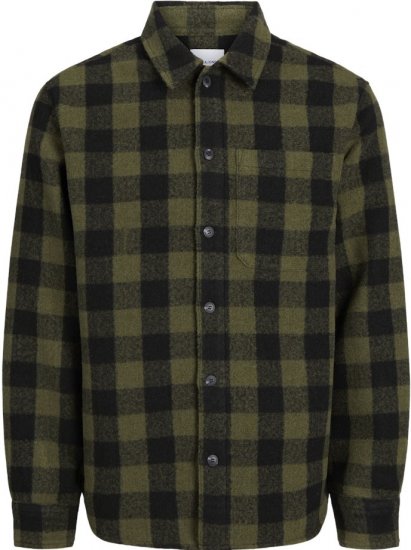 Jack & Jones ZAC Brushed Long Sleeve Overshirt Green - Košulje - Muške Košulje Veliki Brojevi