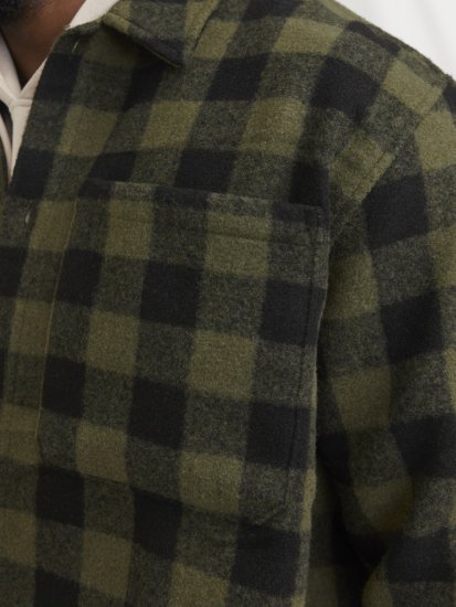 Jack & Jones ZAC Brushed Long Sleeve Overshirt Green - Košulje - Muške Košulje Veliki Brojevi