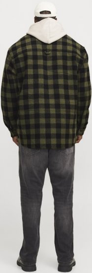 Jack & Jones ZAC Brushed Long Sleeve Overshirt Green - Košulje - Muške Košulje Veliki Brojevi