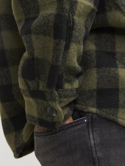 Jack & Jones ZAC Brushed Long Sleeve Overshirt Green - Košulje - Muške Košulje Veliki Brojevi