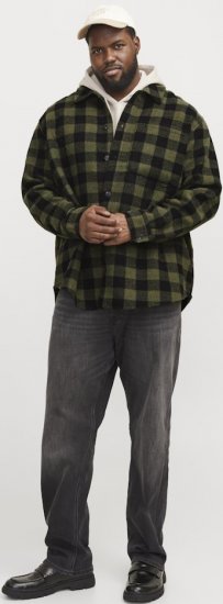 Jack & Jones ZAC Brushed Long Sleeve Overshirt Green - Košulje - Muške Košulje Veliki Brojevi