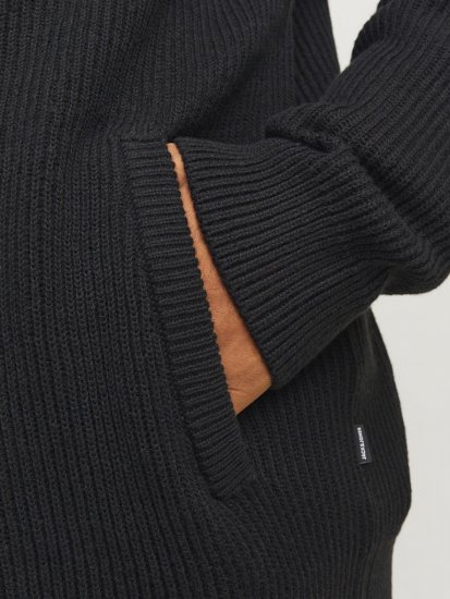 Jack & Jones PANNEL Turtleneck Knitted Sweater with Zipper Black - Puloveri & dukserice - Muške Puloveri & dukserice veliki brojevi