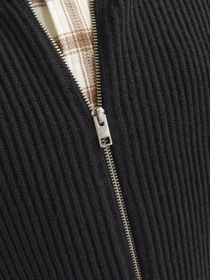 Jack & Jones PANNEL Turtleneck Knitted Sweater with Zipper Black - Puloveri & dukserice - Muške Puloveri & dukserice veliki brojevi