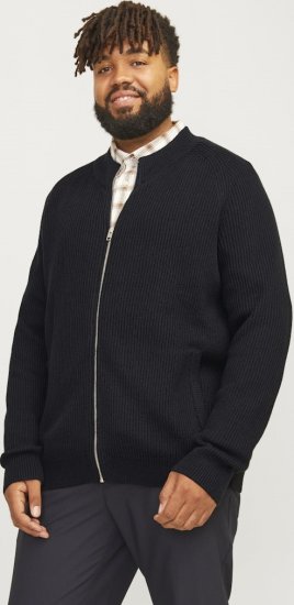 Jack & Jones PANNEL Turtleneck Knitted Sweater with Zipper Black - Puloveri & dukserice - Muške Puloveri & dukserice veliki brojevi