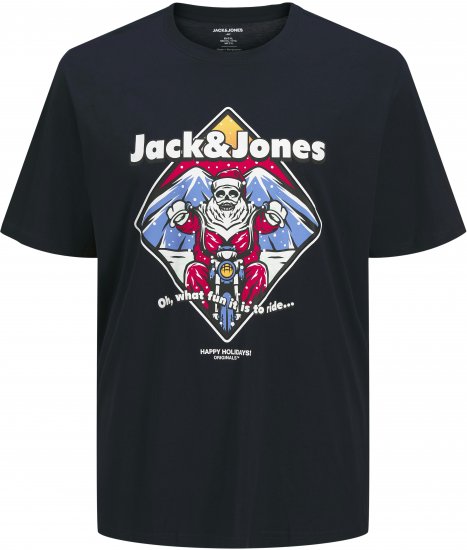 Jack & Jones XMAS Christmas Skull T-Shirt Navy - Majice Kratkih Rukava - Muške Majice Kratkih Rukava Veliki Brojevi 